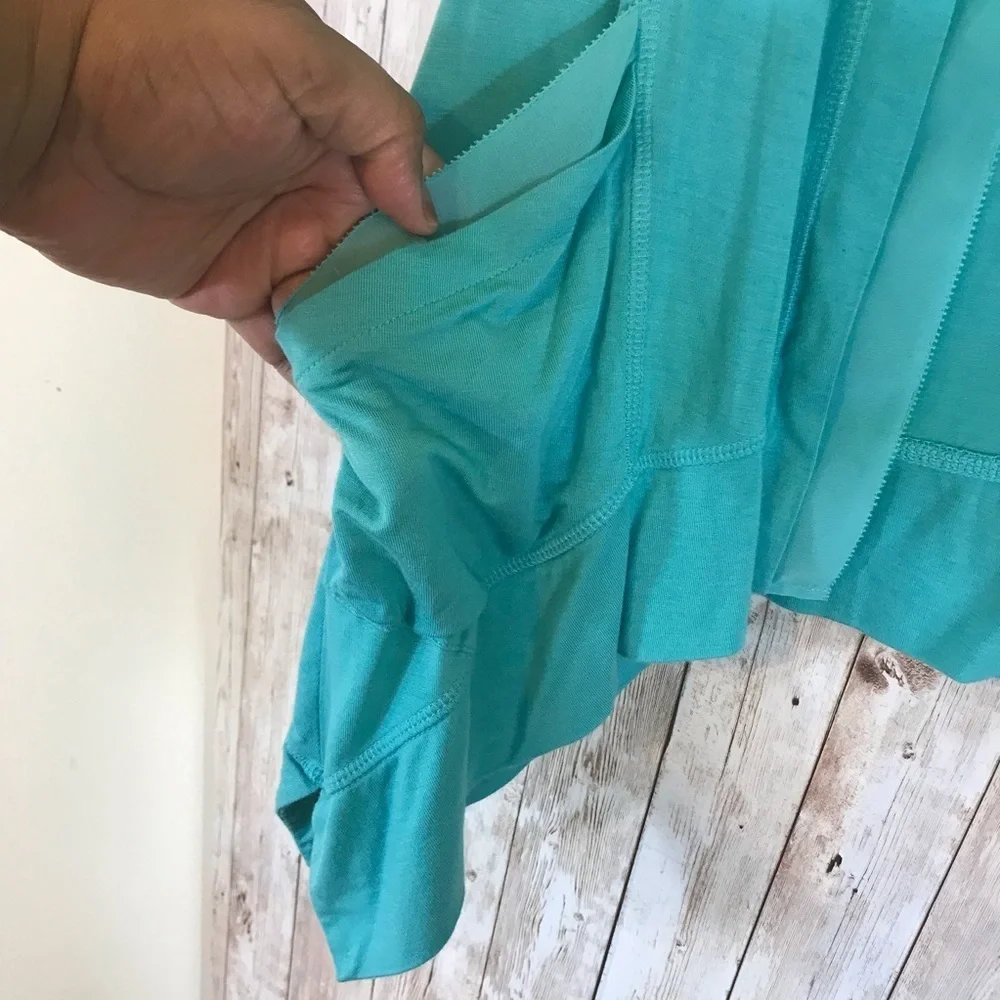 LOGO Lori Goldstein V-neck Vest with Chiffon Trim in Seaglass - Picture 7 of 15